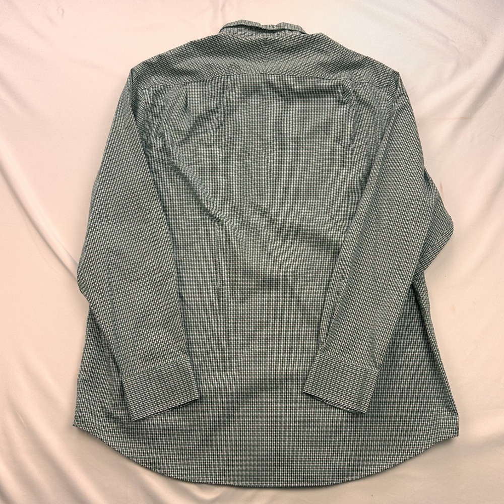 Charles Tyrwhitt Weekend Men Green Blue Plaid Cotton Long Sleeve Shirt XL - Picture 5 of 6